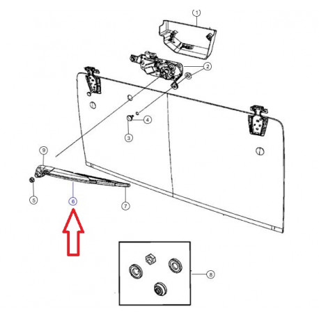 Mopar bras et  essuie glace arriere Wrangler JK complet (68002490AB)
