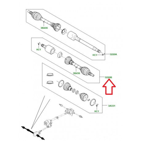 Land rover arbre de transmission avant gauche Range L405,  Sport (LR100476)