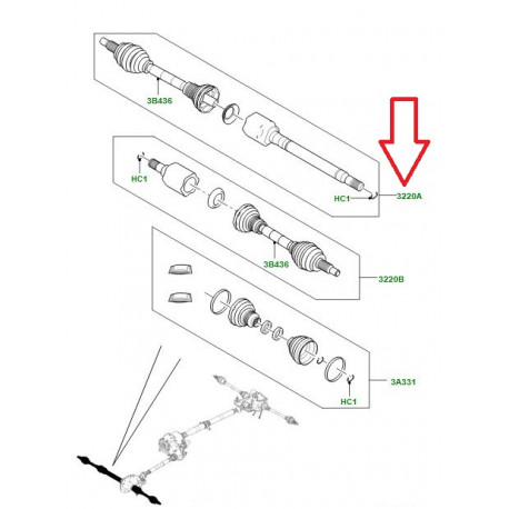 Land rover arbre de transmission avant droit  Range L405,  Sport (LR100475)