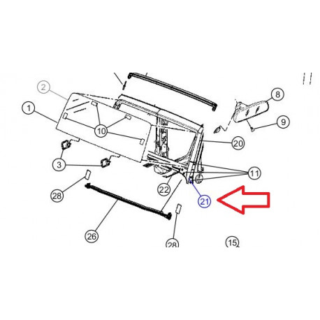 Mopar renfort baie gauche de parebrise Wrangler JK (55395579AF)