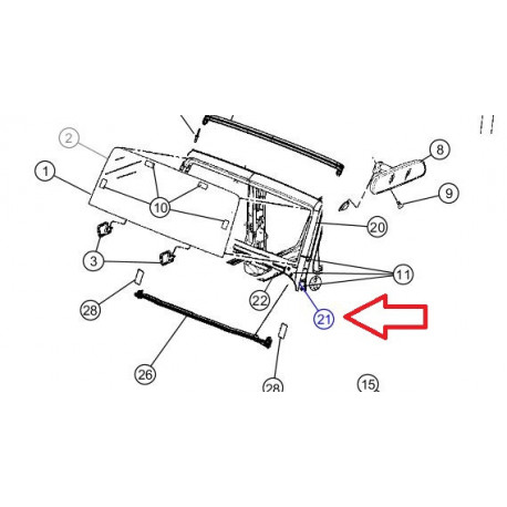 Mopar renfort baie droit de parebrise Wrangler JK (55395578AF)