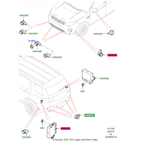 Land rover 1 detecteur-aide au stationnement arriere centrale (LR059784)