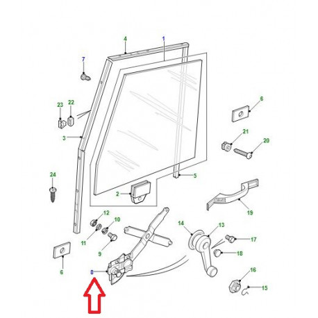 Land rover mecanisme leve vitre avant gauche Defender 90, 110, 130 (CUH000092)
