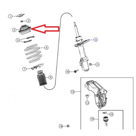 Mopar support gauche amortisseur avant (68194317AC)