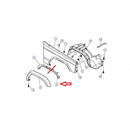 Mopar baguette de maintien elargisseur avant gauche XJ cherokee (55155677AF)