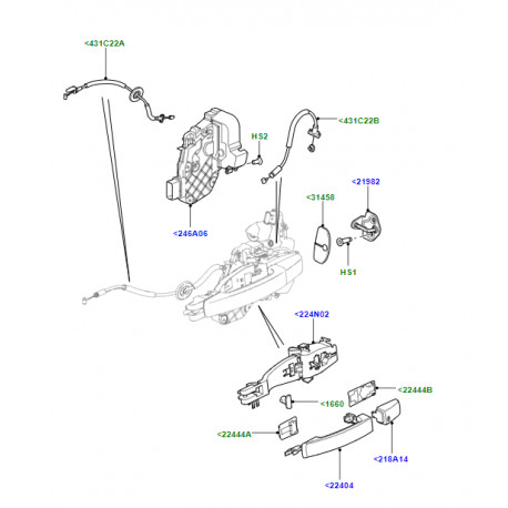 Land rover serrure porte arriere droite Range Sport disco 4 (LR091347)