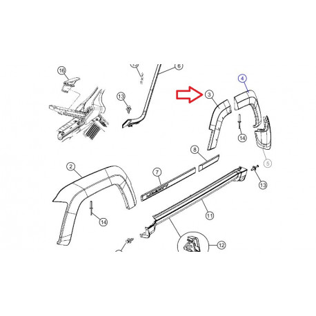 Mopar moulure arriere droite (1CK68TZZAE)