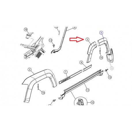 Mopar moulure arriere gauche (1CK69TZZAE)