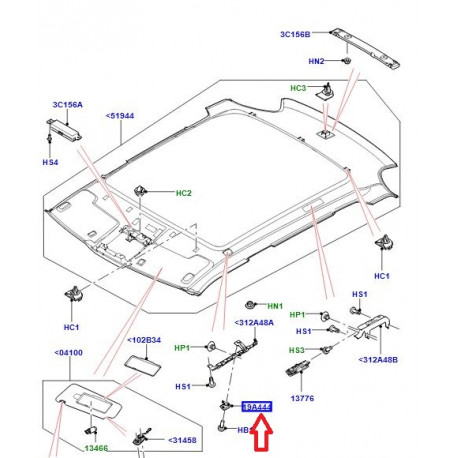 Land rover Garnissage de pavillon droit Cirrus Evoque (LR032590LR)