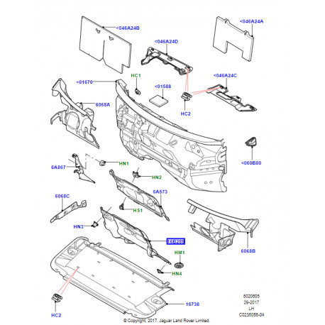 Land rover garniture insonorisation-tablier centrale (LR077451)