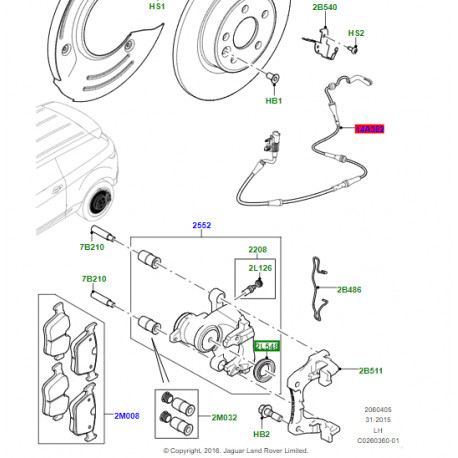Land rover soufflet-etrier de frein Discovery Sport,  Evoque (LR062659)