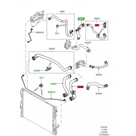Land rover tuyau flexible arrive refroidisseur egr (LR004298)