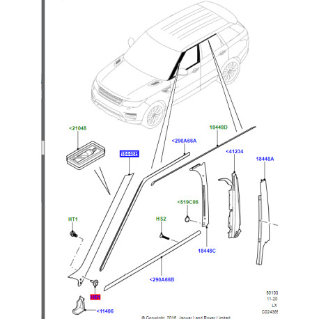 Land rover finition-montant droit (LR076514)
