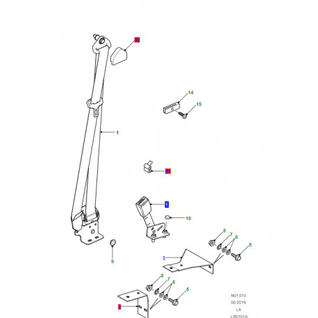 Land rover boucle ceinture avant gauche (EVB500990PMA)