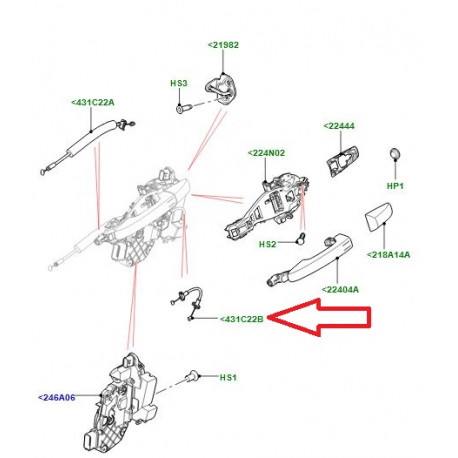 Land rover cable serrure de porte Evoque (LR025546)