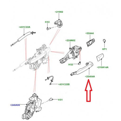 Land rover poignee extérieure de porte Evoque et Range L405,  Sport (LR040308)