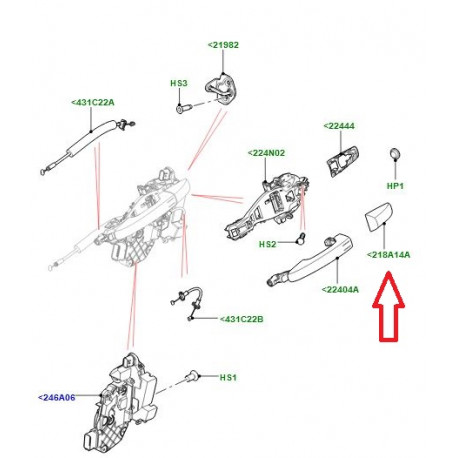 Land rover couvercle poignee gauche apprete Evoque et Range L405,  Sport (LR025406)