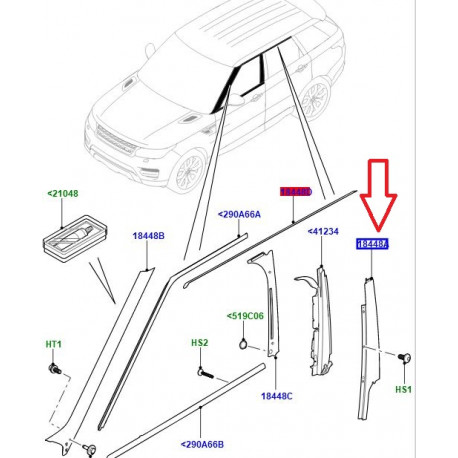 Land rover moulure porte avant gauche (LR118291LR)