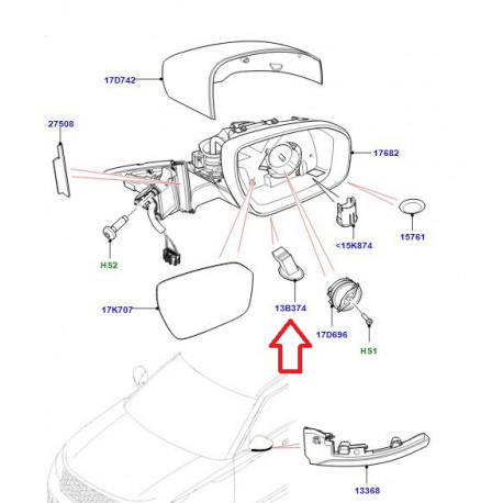 Land rover eclairage retroviseur exterieur droit (LR093160)