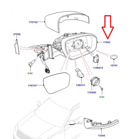 Land rover eclairage retroviseur exterieur droit (LR093140LR)