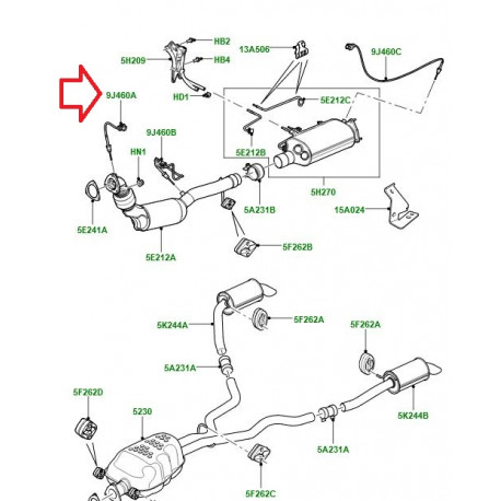 Land rover sonde température gaz échappement Discovery 3, Range L405, Sport (WDN500130)