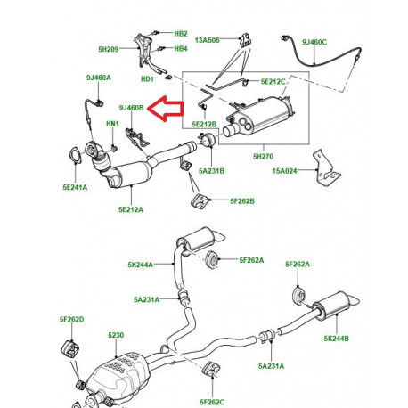 Land rover sonde température gaz échappement Discovery 3, Range Sport (WDN500110LR)