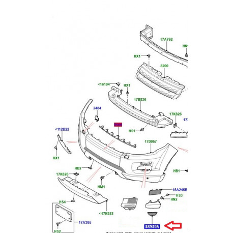 Land rover encadrement Antibrouillard inférieur droit  Evoque (LR026545LR)