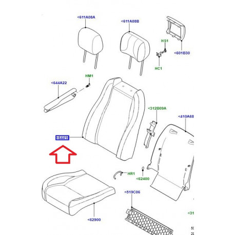 Land rover garnissage dossier de siege Range L405 (LR058248)