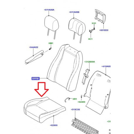 Land rover Housse assise  de siege avant droite (LR072928)