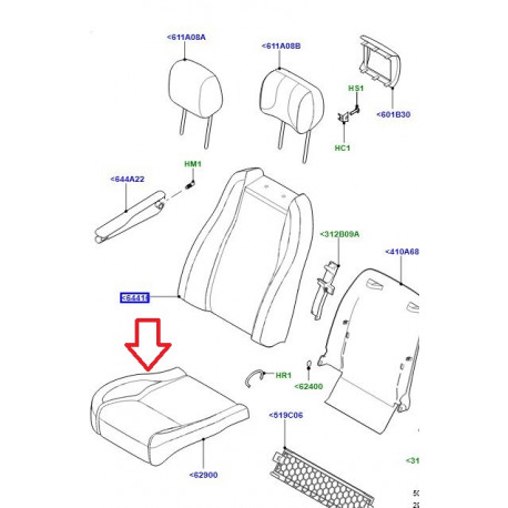 Land rover Housse assise  de siege avant gauche (LR072938)