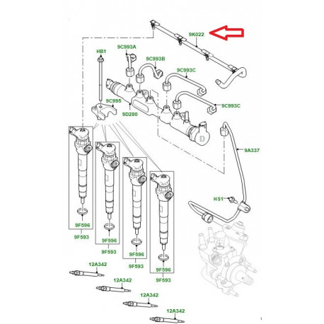 Land rover tuyau huile fuite -pompe inject. (LR073709)