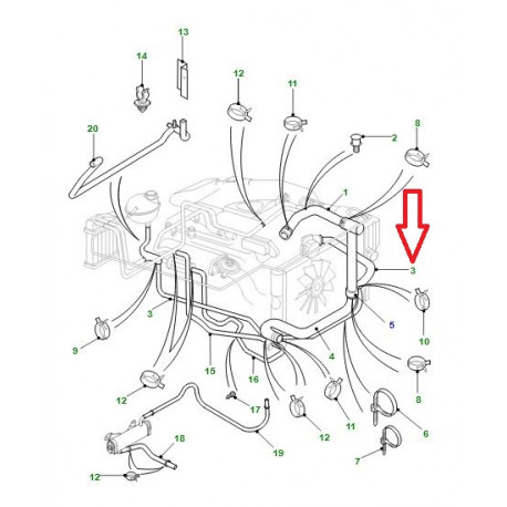 Land rover durite de radiateur Defender 90, 110, 130 (PCH117191)