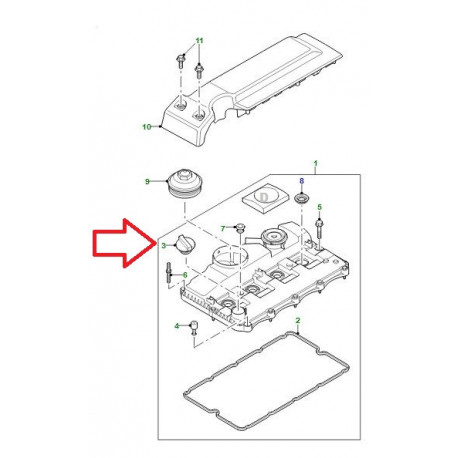 Land rover bouchon de remplissage d'huile Defender 90, 110, 130 (LR160265)