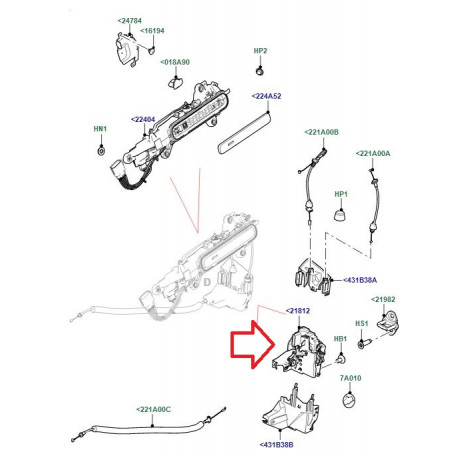 Land rover serrure porte avant gauche (LR070438)