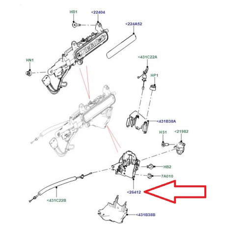 Land rover serrure porte arriere droite (LR070430)