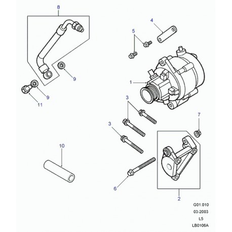 Land rover support alternateur (ERR6997LRB)