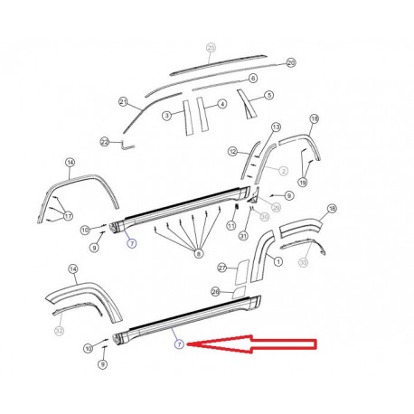 Mopar moulure bas de caisse droit (5SQ06TZZAA)