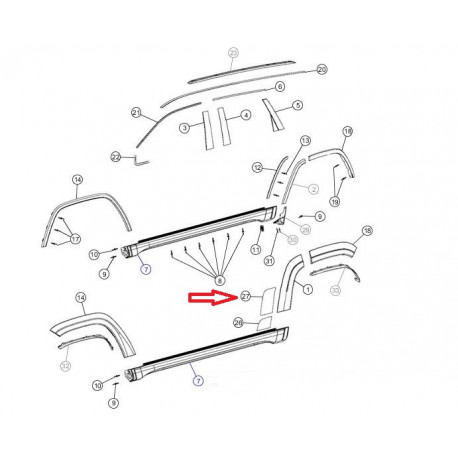 Mopar film bas porte arriere droite (68172488AA)