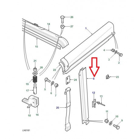 Land rover montant droit DEFENDER (MTC5428)