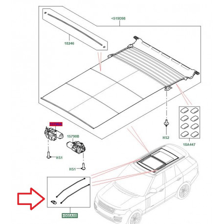 Land rover GUIDE BRANCARD DE PAVILLON (LR126276LR)