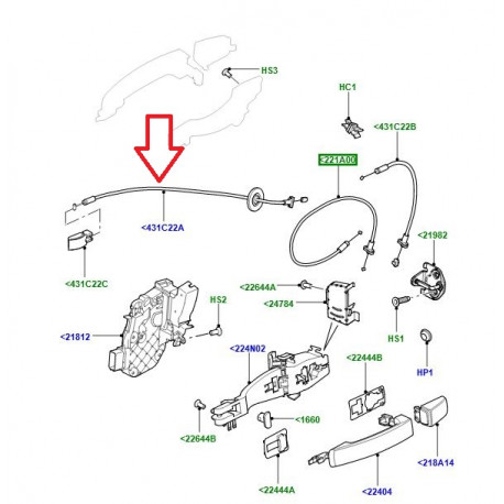 Land rover cable-serrure de porte (LR019819)