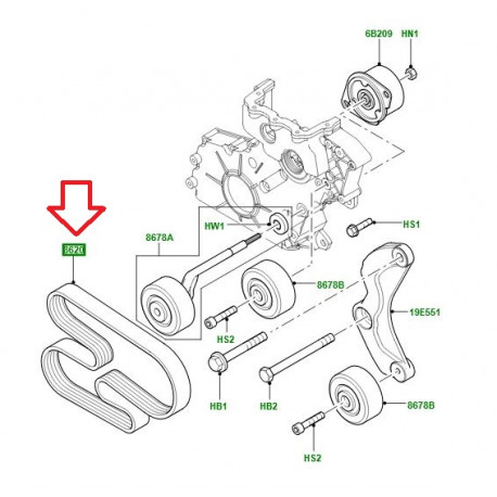 Land rover COURROIE TRAPEZOIDALE (LR139068LR)