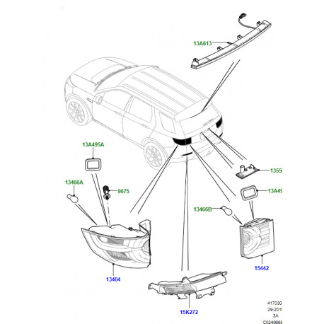 Land rover FEU AR STOP ET INDIC DIRECTION DROIT (LR135569LR)