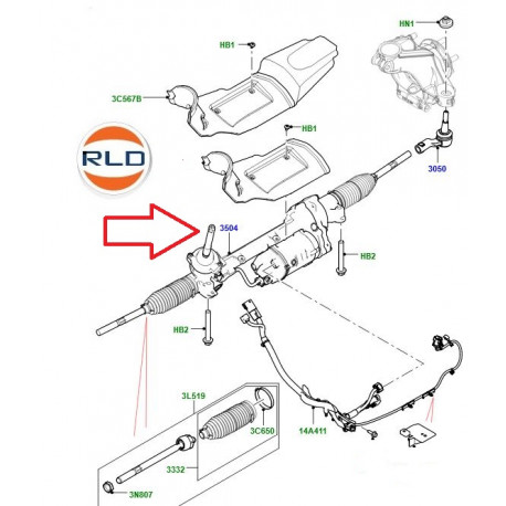 Land rover cremaillere de direction sans embouts (LR122727LR)