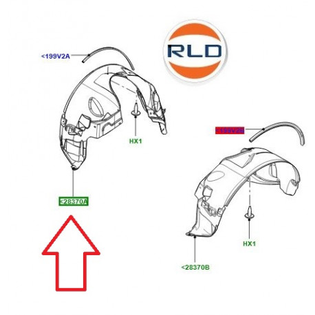 Land rover passage de roue avant droit (LR033903)