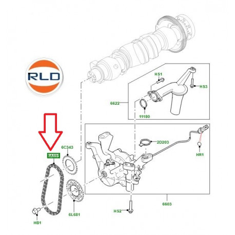 Land rover chaine-entrainement pompe a huile (LR073751LR)