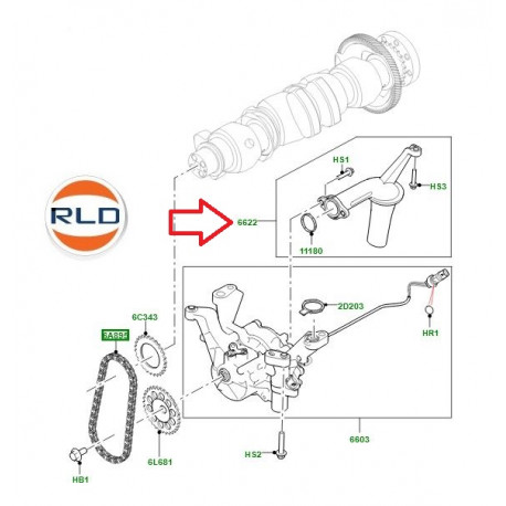 Land rover tube d'aspiration -pompe a huile (LR085934)
