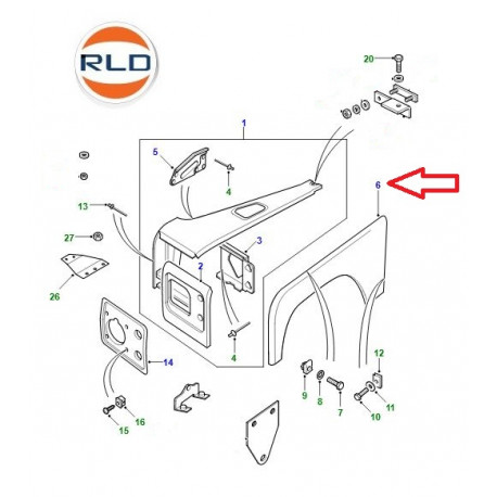 Land rover aile avant droite partie exterieur (ASB710260)