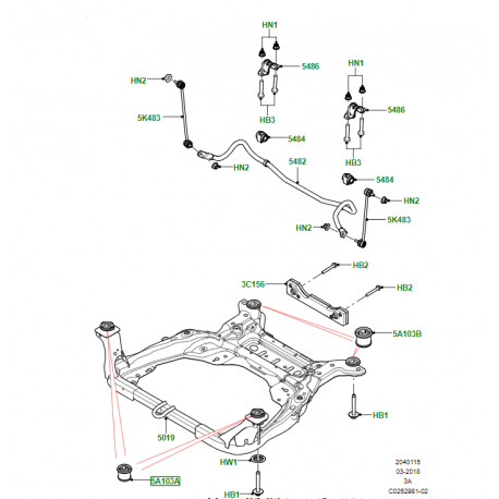 Land rover silentbloc avant detraverse avant Freelander 2 et Evoque (LR012724)