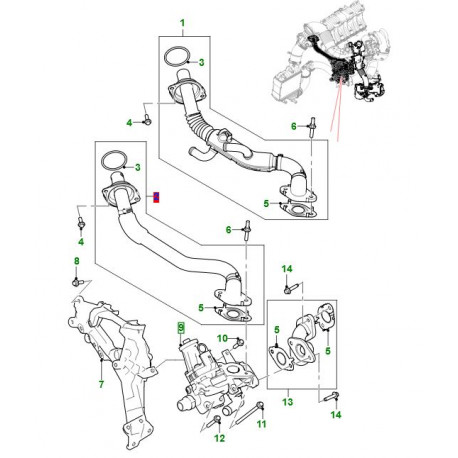 Jaguar soupape recyclage gaz echappement HP E-Pace (JDE39090)